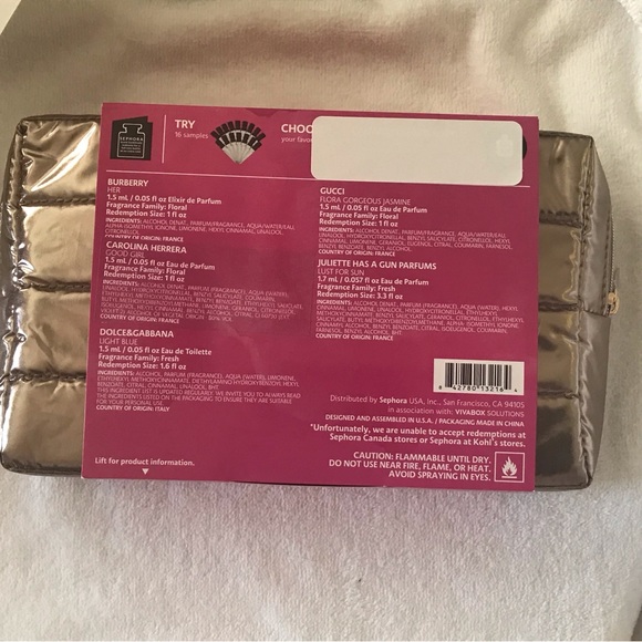 Sephora perfume 16 sampler and Gift makeup bag. Does NOT include certificate - Picture 2 of 8